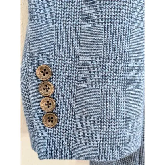 Men's Bonobos Blue Glen Plaid Cotton Blend Sport Coat Blazer Athletic Fit Sz 46R - Picture 8 of 9